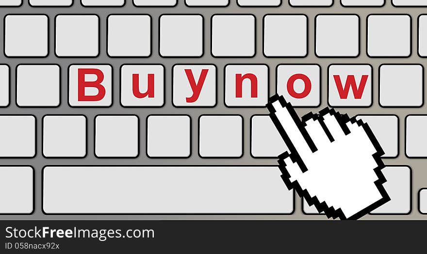 Buy now text on a computer keyboard