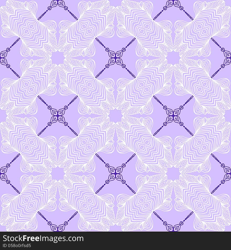 Floral Purple Blueprint Pattern