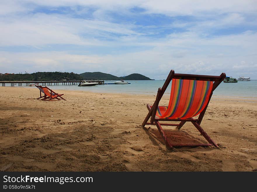 Beach chairs.