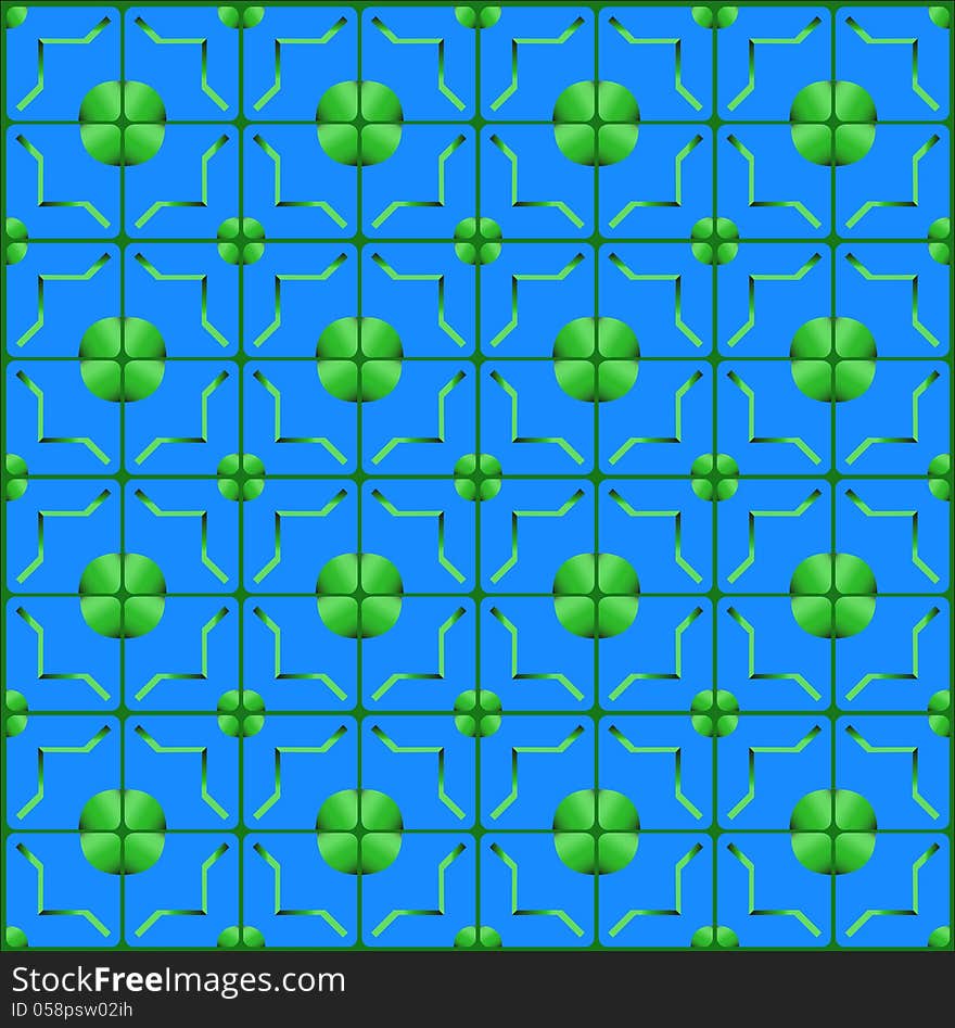 Texture geometrical green figures on a blue background. Texture geometrical green figures on a blue background