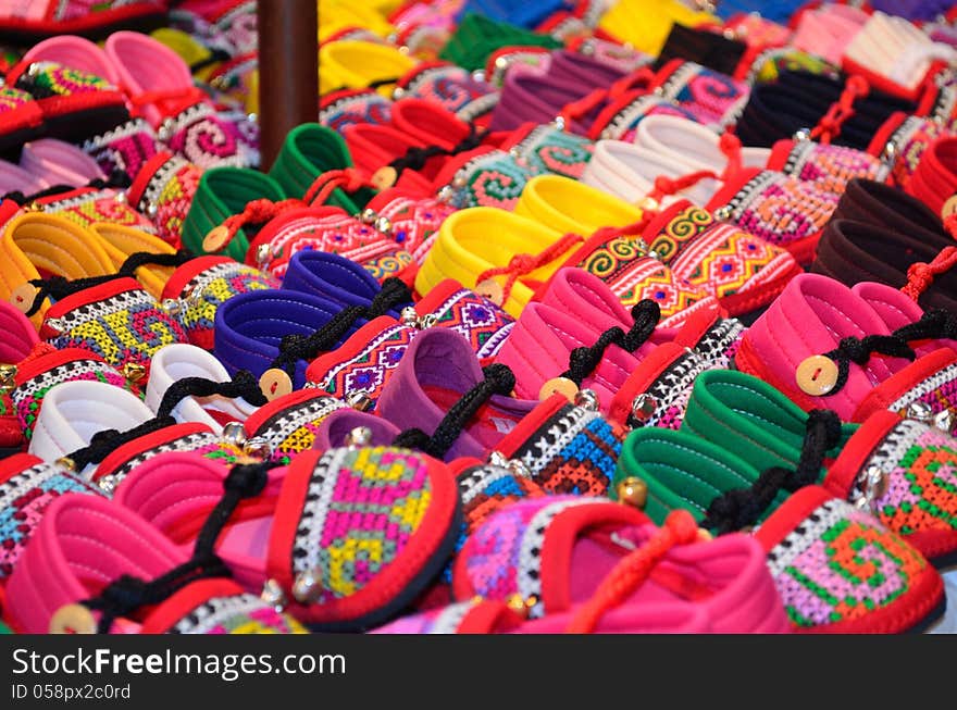 Children's shoes Mountaineer at Chiang Mai Walking Street. Children's shoes Mountaineer at Chiang Mai Walking Street.