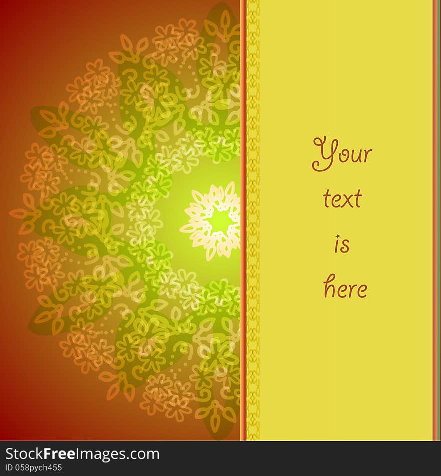 Abstract red-yellowfloral frame. Abstract red-yellowfloral frame