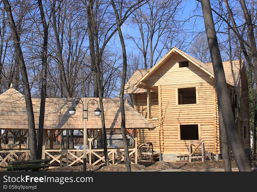 Still unfinished wooden house built