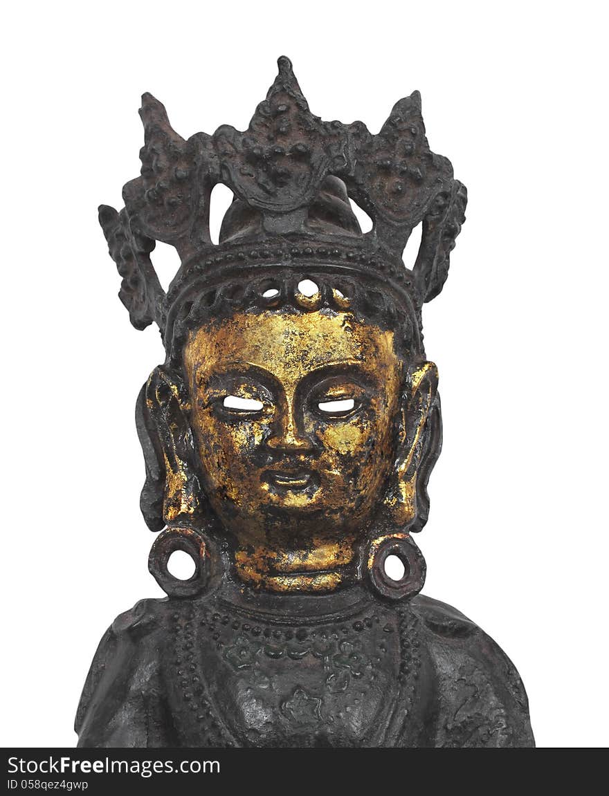 Oriental Metal Mask Figure Isolated.