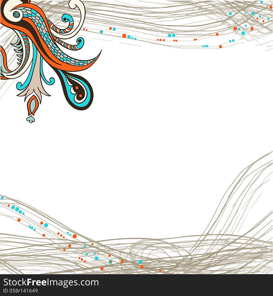 Flower ornament element on striped background