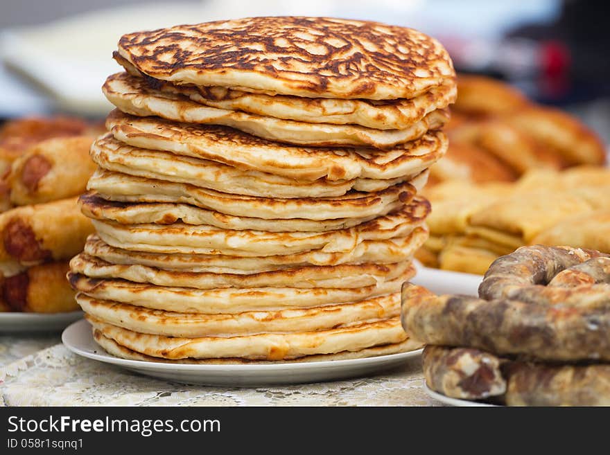 Pile of delicious handmade pancakes. Pile of delicious handmade pancakes