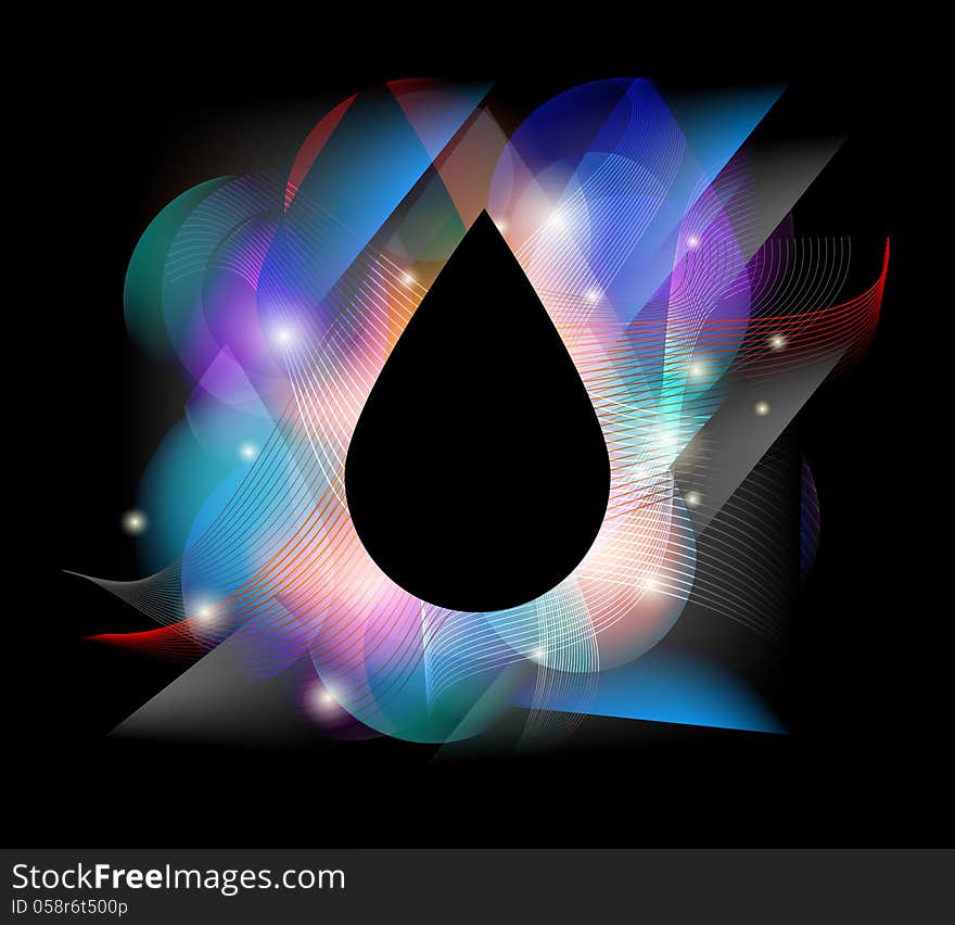 Colorful drop concept On a black drop can be written text