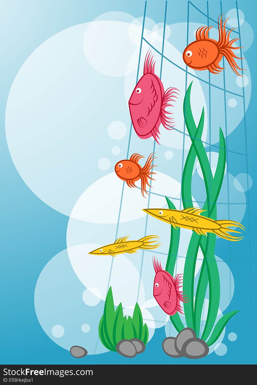 Background with floating marine fishes