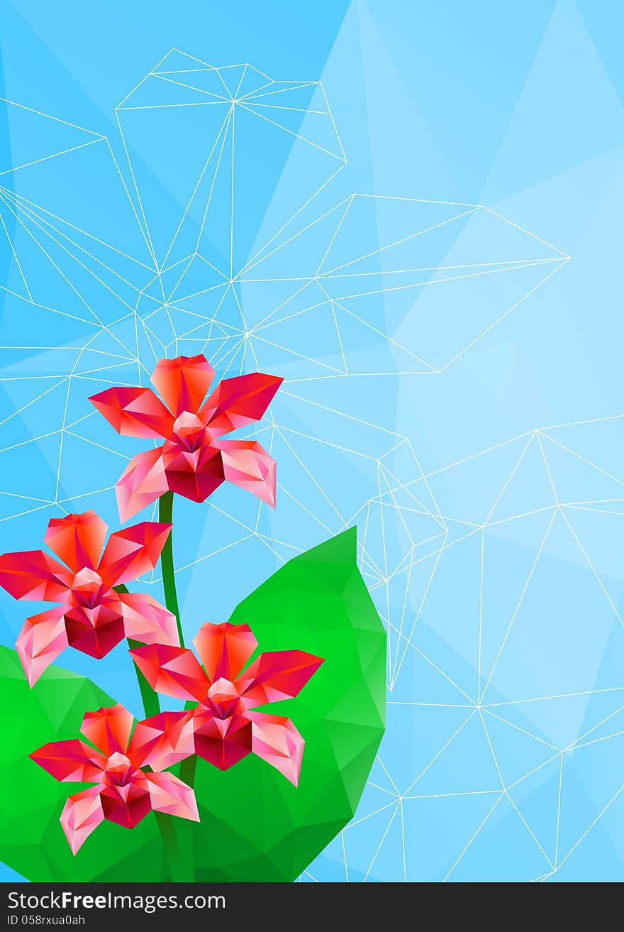 Orchid, Vector Illustration, Polygonal Style