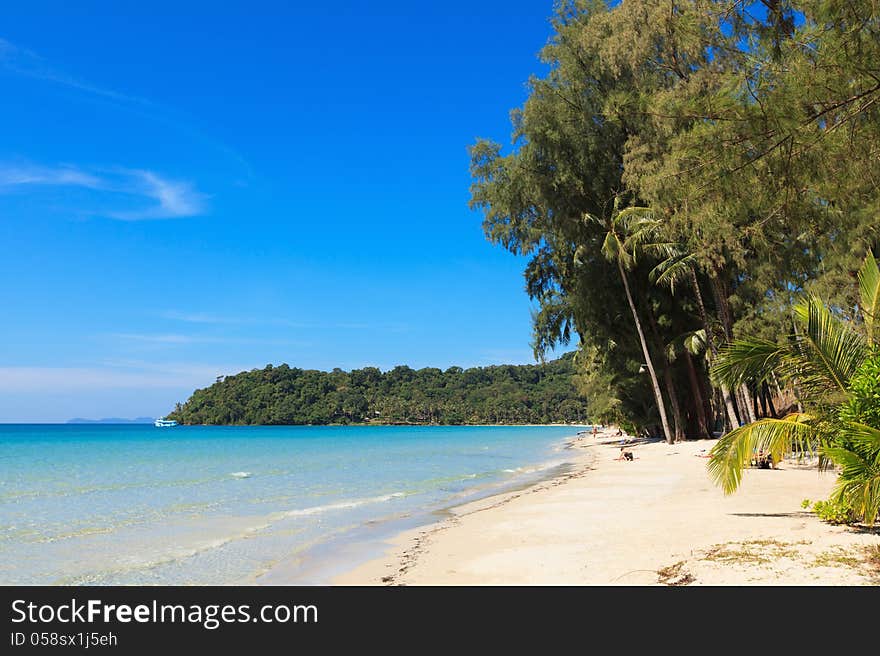 Tropical sandy beach. Beautiful sea landscape