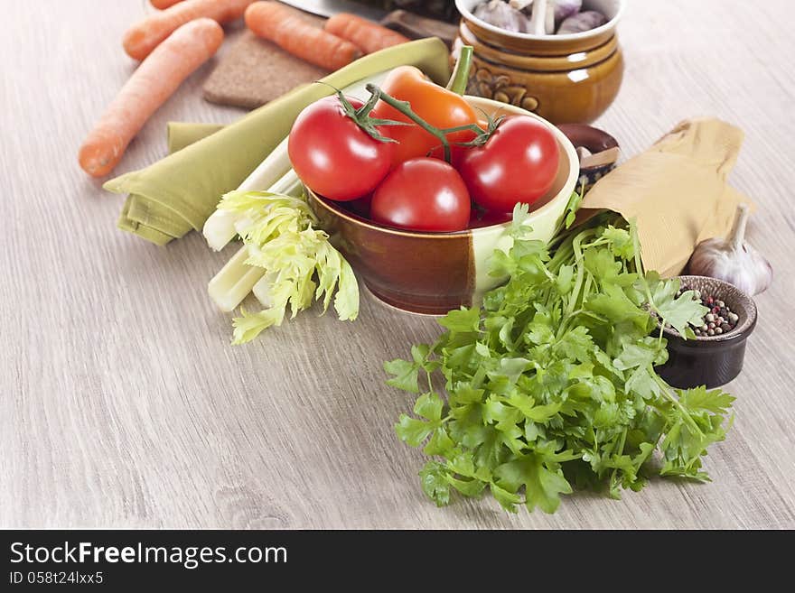 Fresh vegetables on a table