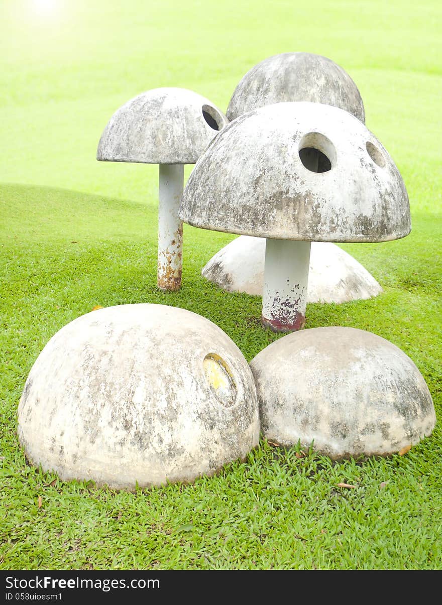 Cement mushroom in a playground. Cement mushroom in a playground.