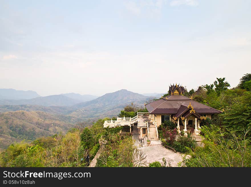 Temple on the mountain in thailand