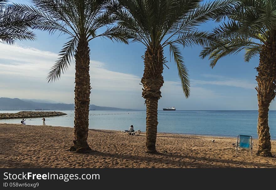 Sandy beach of Eilat, Israel