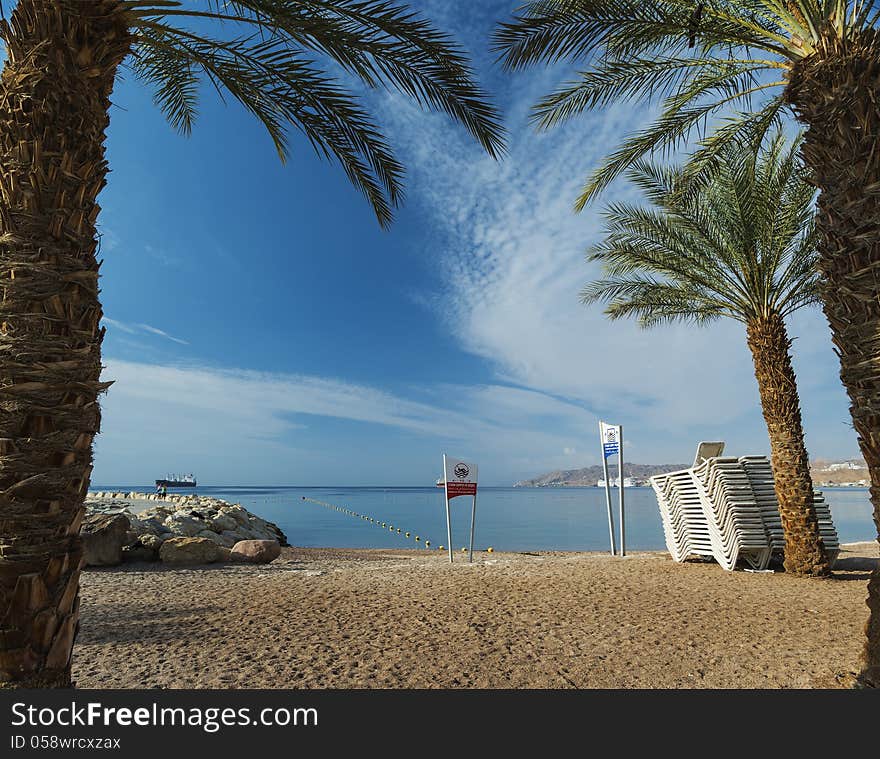 Sandy Beach Of Eilat After Storm, Israel