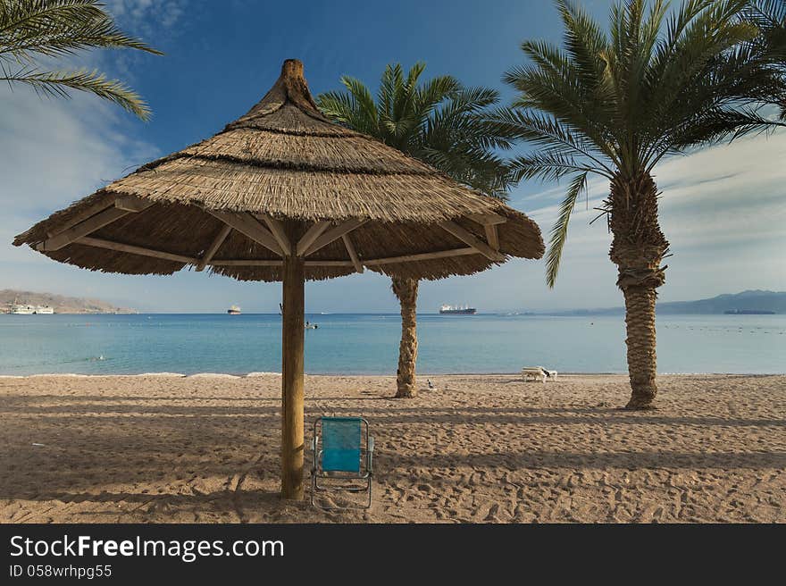 Sandy beach of Eilat after storm, Israel