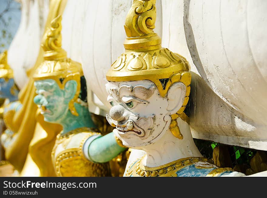 Yaksha, guardian of a thai buddhist temple in Krabi. Yaksha, guardian of a thai buddhist temple in Krabi