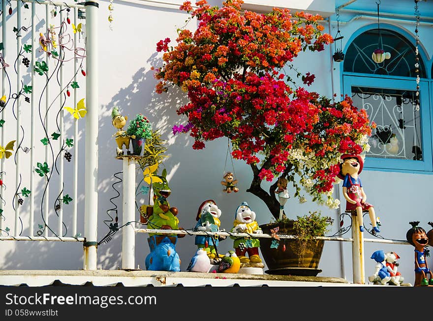 Flower decorated building in a sunny day. Flower decorated building in a sunny day