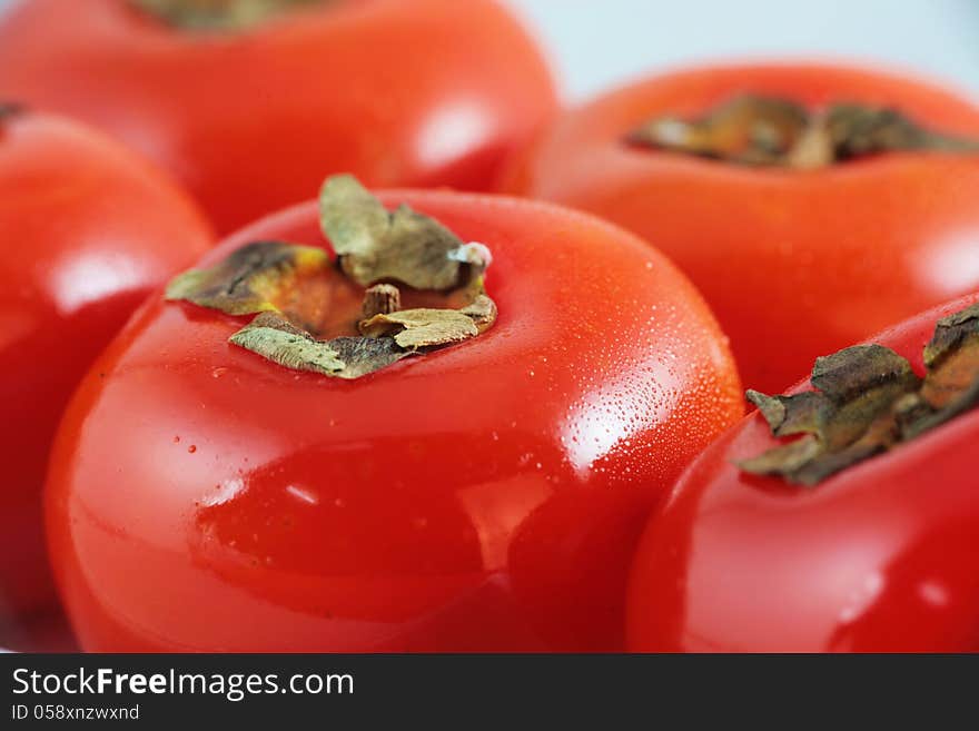 The close-up of Frsh persimmon