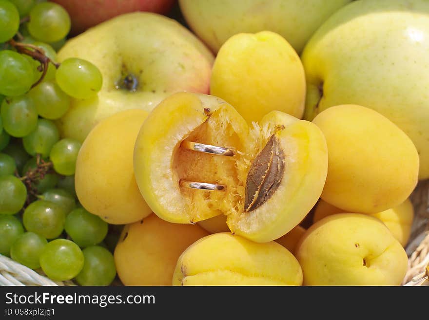 Wedding rings in the fruit