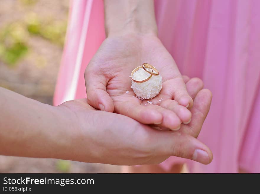 Wedding rings on the candy