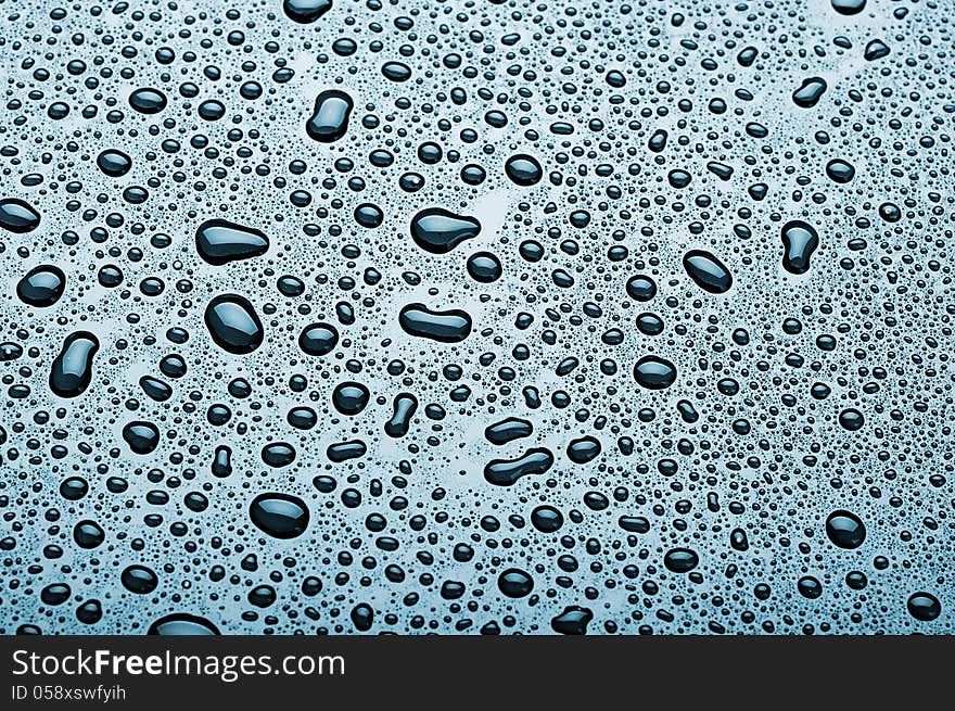 Water droplets are blue