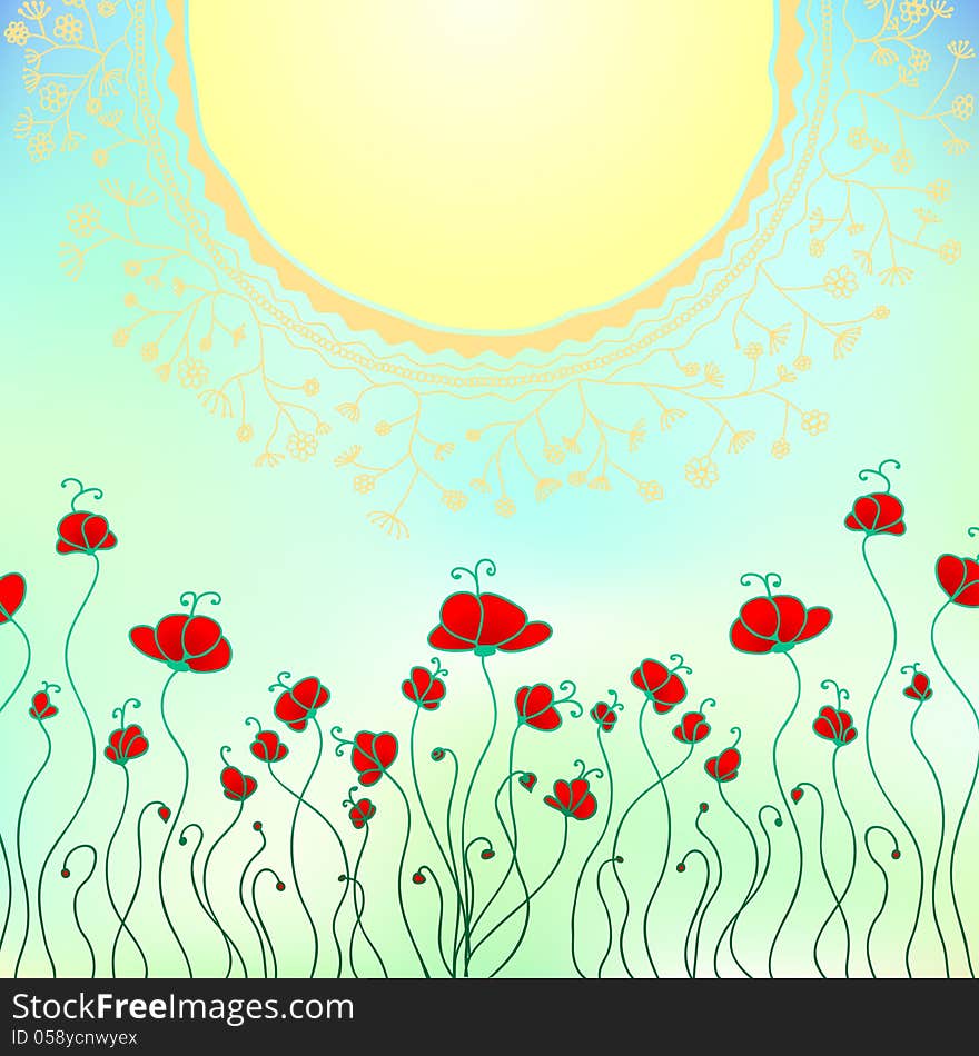 Floral  Pattern With Doodle Flowers