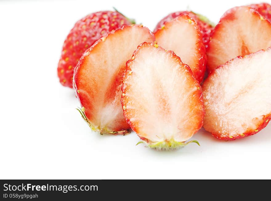 Strawberries on a white background