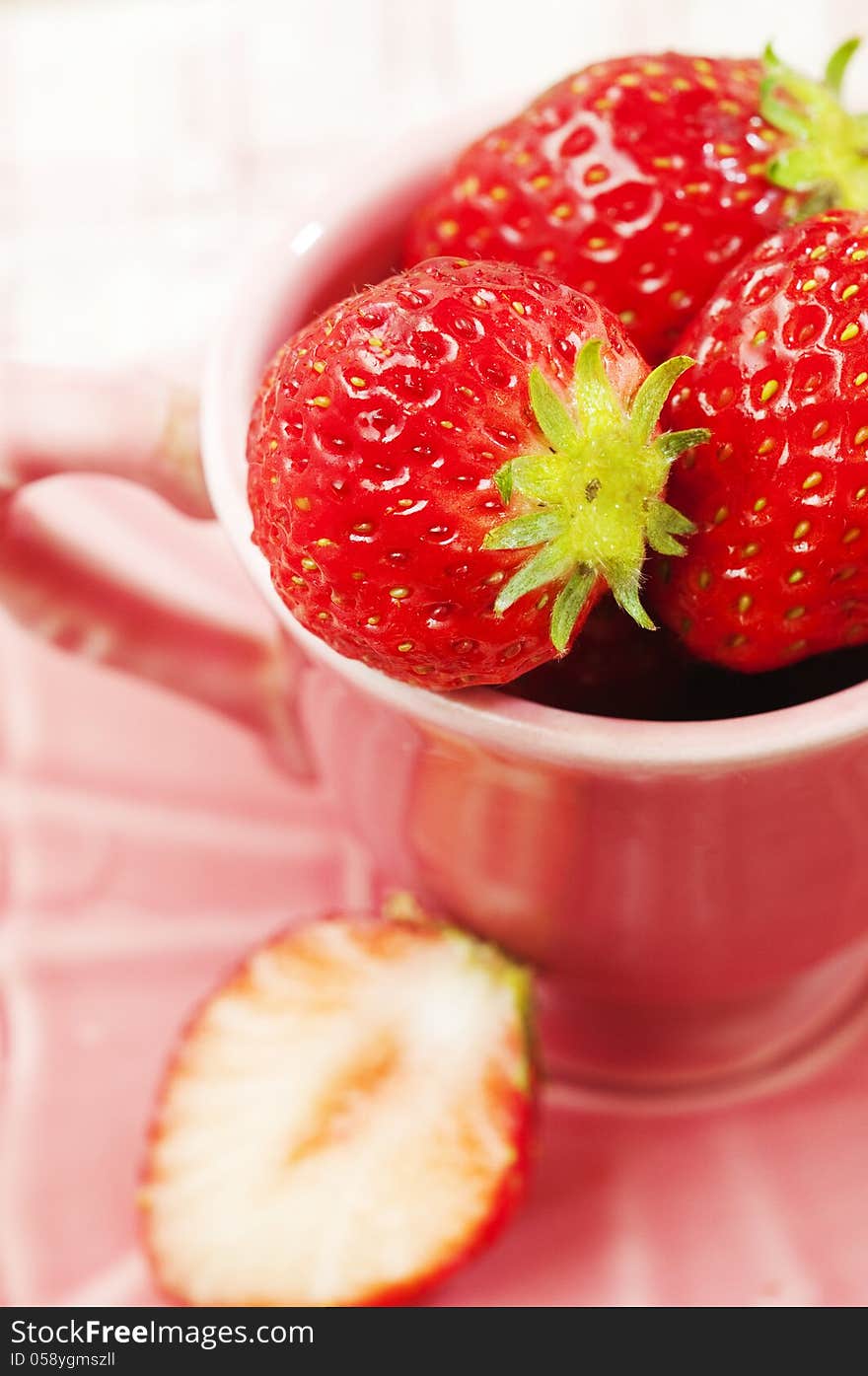 Fresh strawberries in a cup