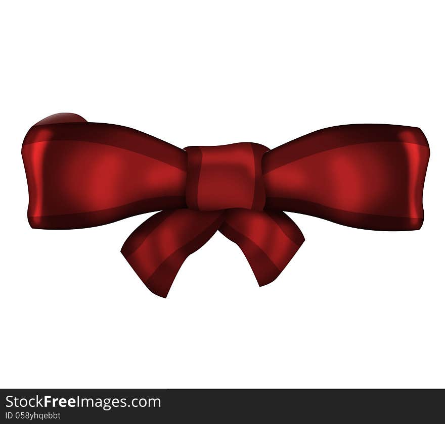 Red bow isolated on white background