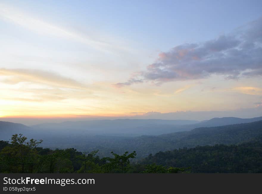 Twilight at mountains in Thailand. Twilight at mountains in Thailand