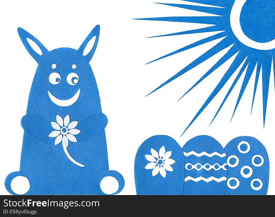 Blue Easter Rabbit With Sun