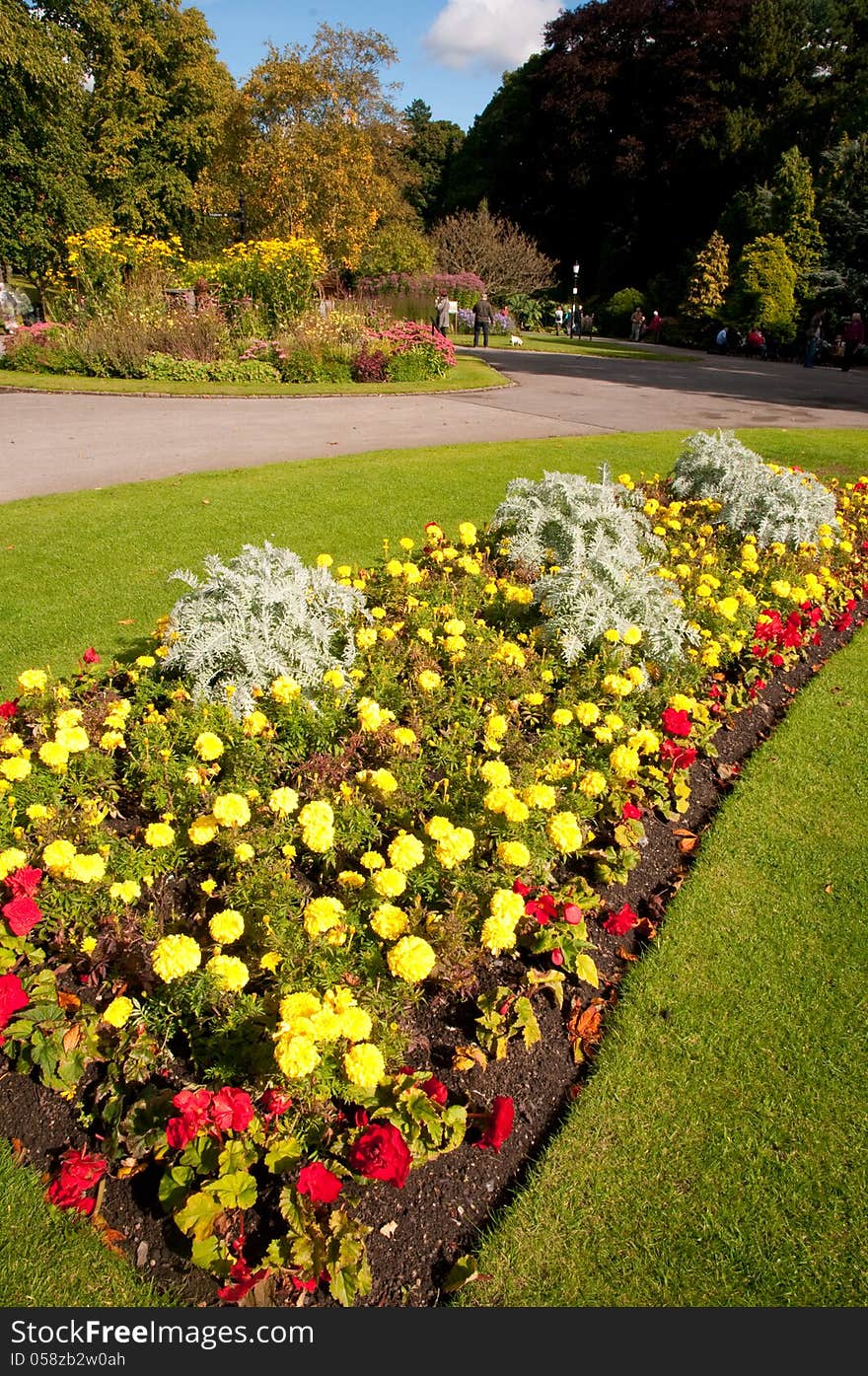 The lovely valley gardens at harogate in yorkshire in england. The lovely valley gardens at harogate in yorkshire in england