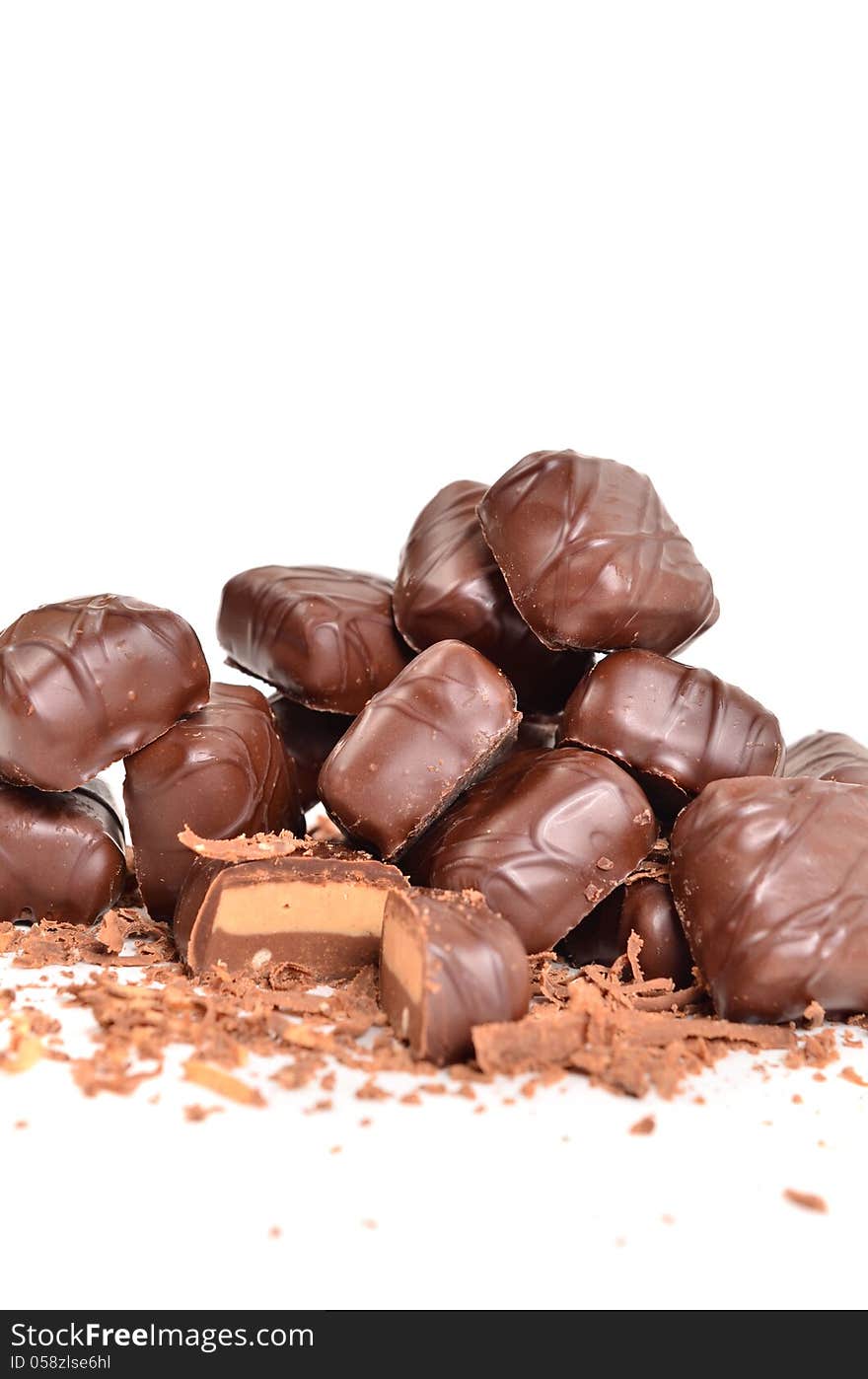 chocolate candy on a white background. chocolate candy on a white background