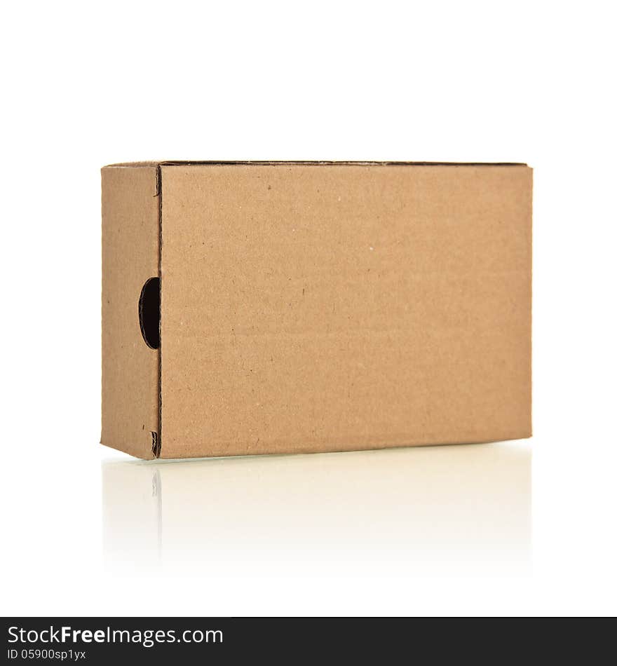 Closed the brown box on a white background