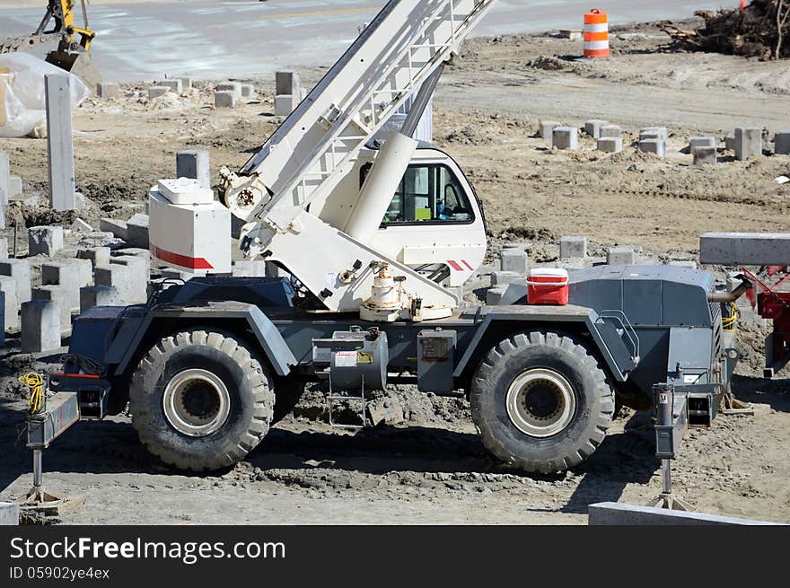 Small crane on construction site