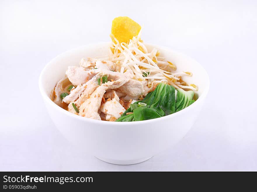 Chicken Clear Noodle Soup With Wonton.