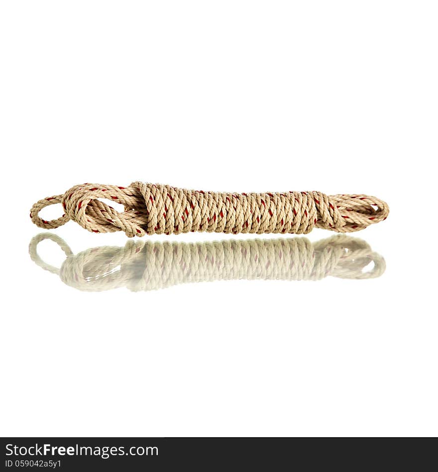 Tie rope with shadow reflection On a white background