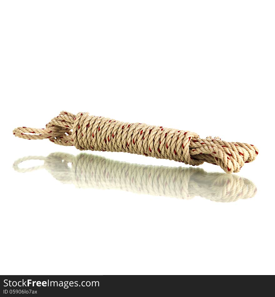 Tie rope with shadow reflection On a white background