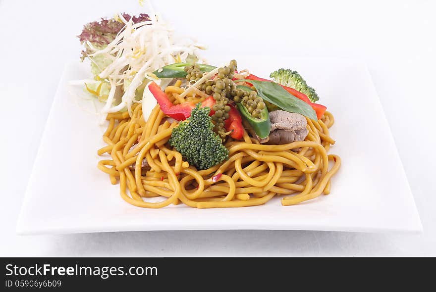 Hokkien noodles stir frief with Thai herb.