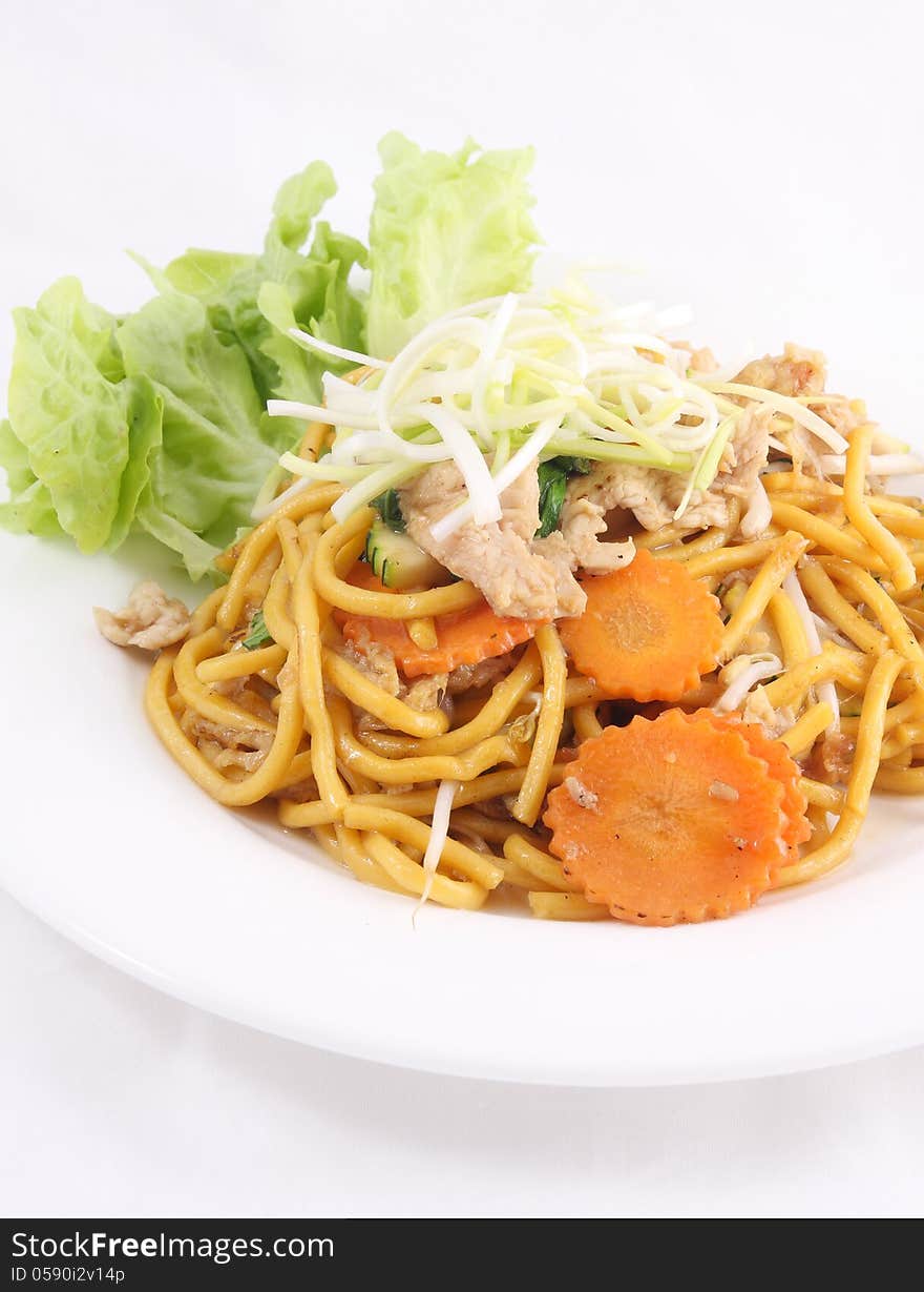 Hokkien noodles with oyster sauce and fresh vegetables.