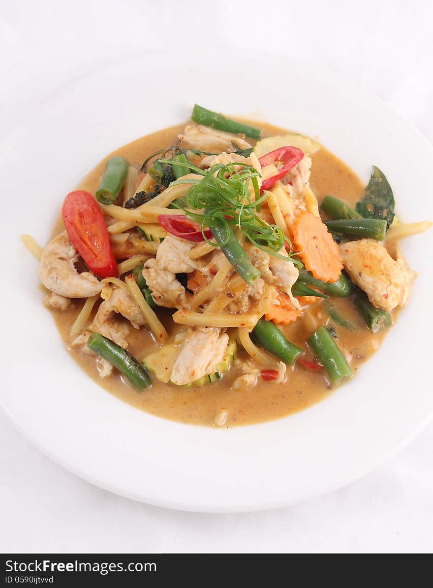 Chicken Red Curry, Thai Food.