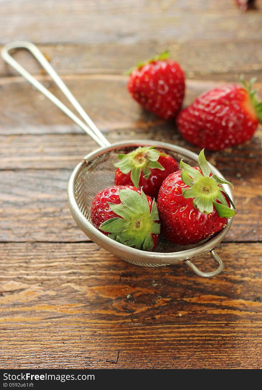 Shot of strawberries in straine