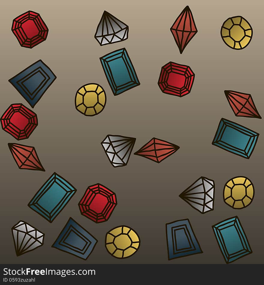 Gems set #1 - Simple background with handmade gems