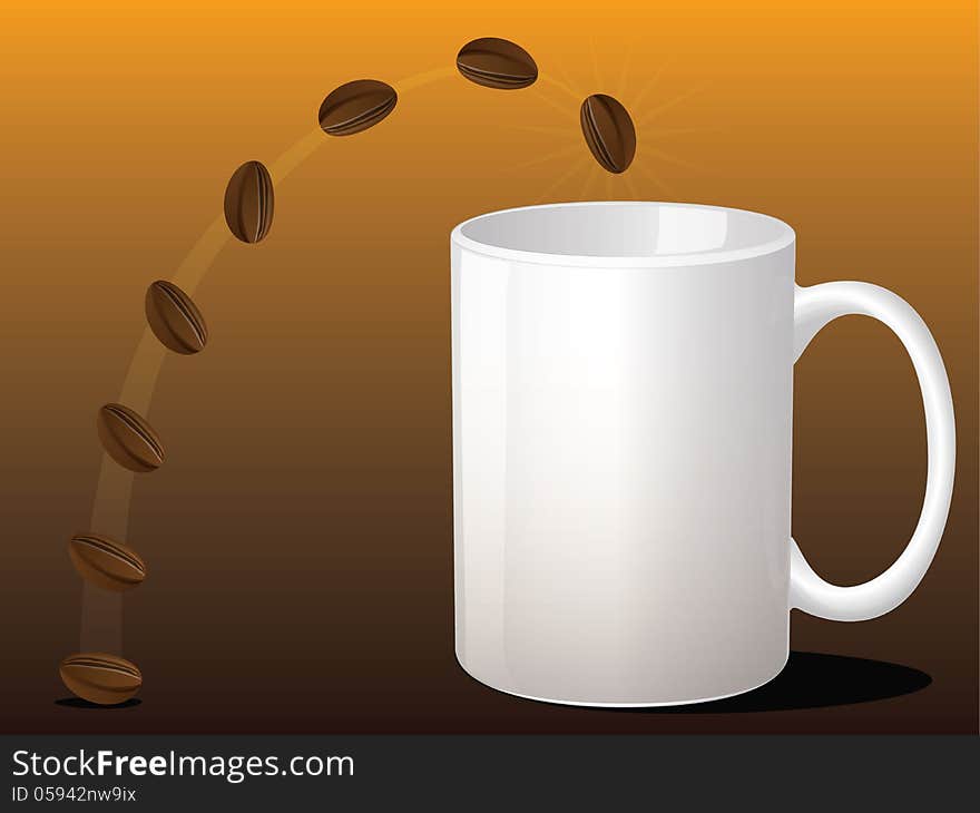 Coffee Bean Jumping into a Coffee Mug