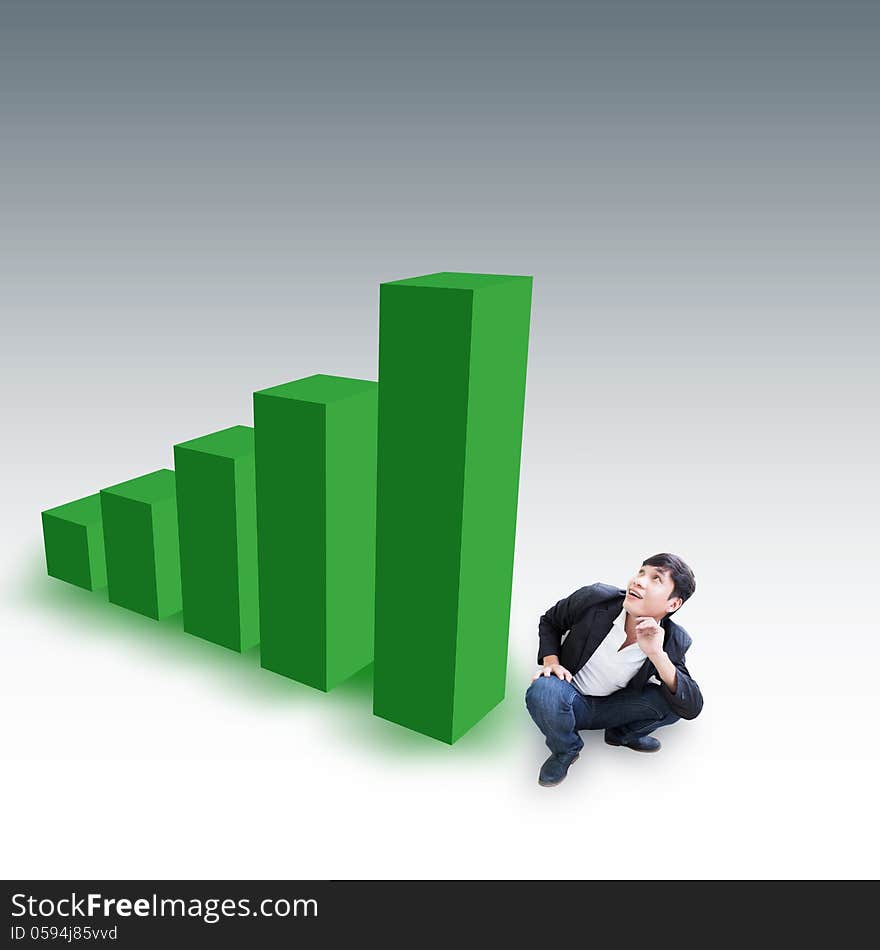 Man Vs 3D Chart, Concept For Financial Background