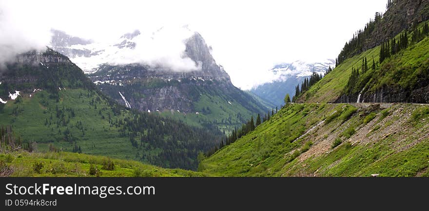 Going to sun road in scenic Glacier national park