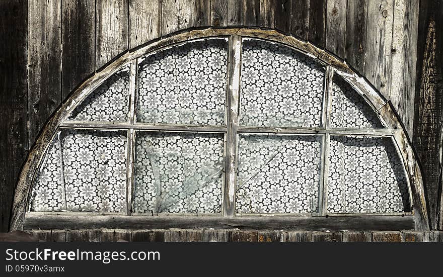 Old wooden wall with window in vintage style. Old wooden wall with window in vintage style