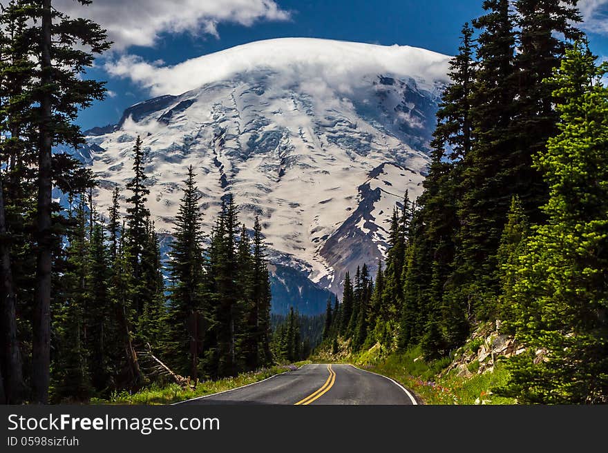 Amazing View of Cloud Topped Mount Rainier on the way to Sunrise Point, in August 2011. Amazing View of Cloud Topped Mount Rainier on the way to Sunrise Point, in August 2011.