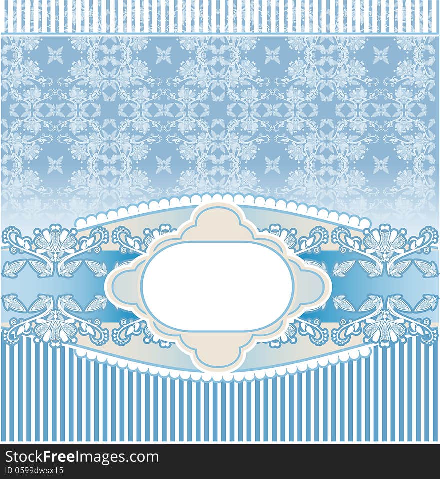 Blue floral postcard, decoration background